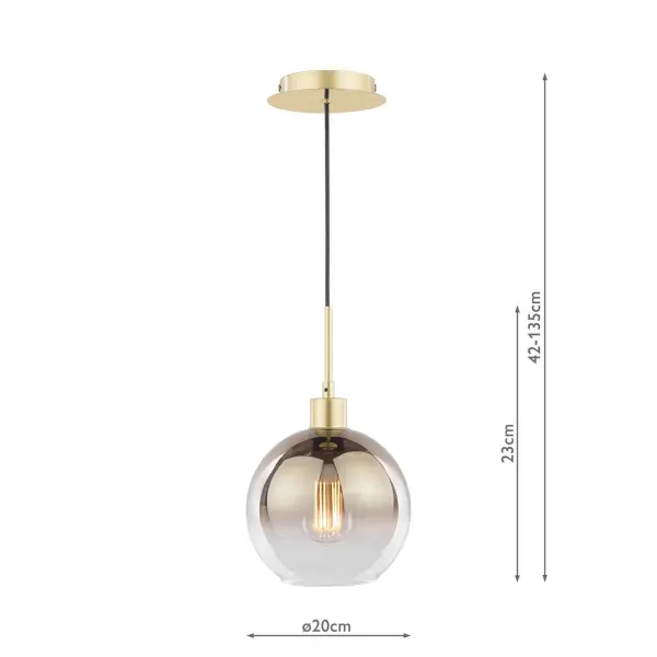 Lycia Single Polished Gold Pendant C/W Gold Ombre Glass