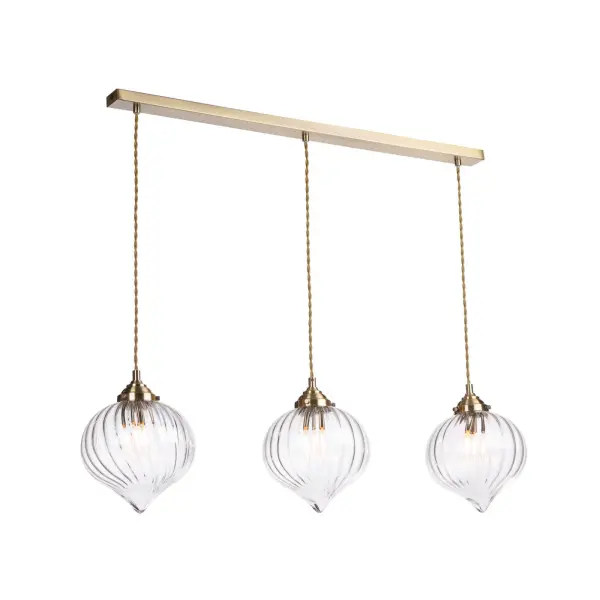 Mya 3 Light Antique Brass & Glass Bar