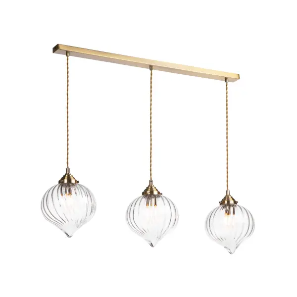 Mya 3 Light Antique Brass & Glass Bar