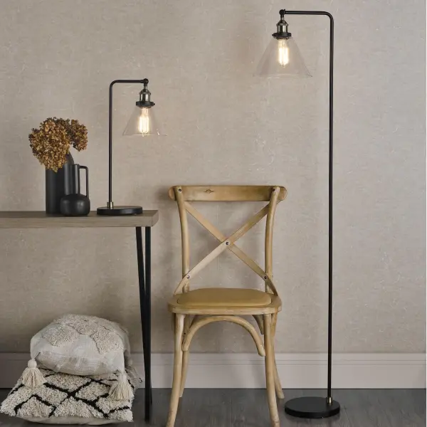 Ray Antique Brass & Glass Floor Lamp