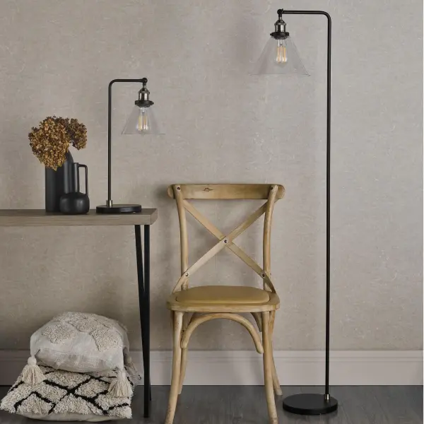 Ray Antique Brass & Glass Floor Lamp