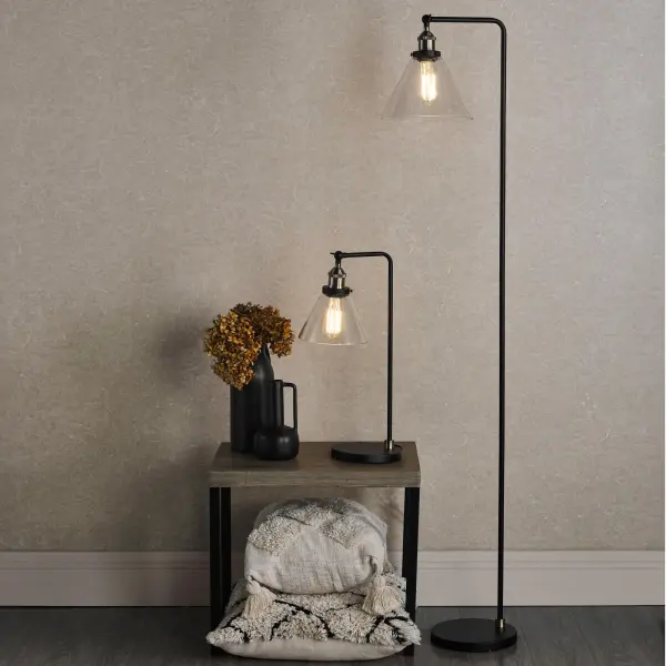 Ray Antique Brass & Glass Floor Lamp