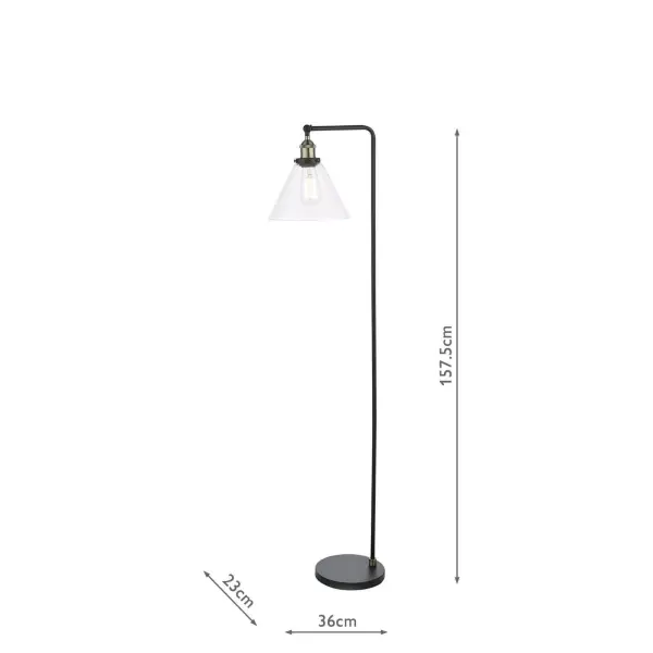 Ray Antique Brass & Glass Floor Lamp