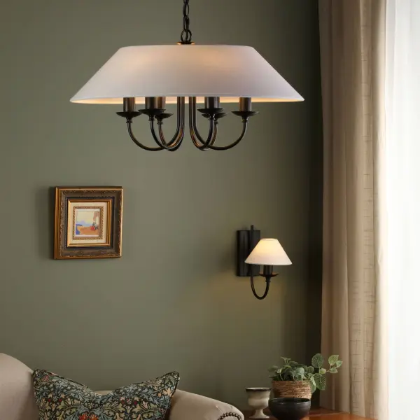 Sivan 6 Light Matt Black Pendant C/W Shade