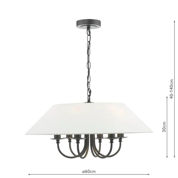 Sivan 6 Light Matt Black Pendant C/W Shade