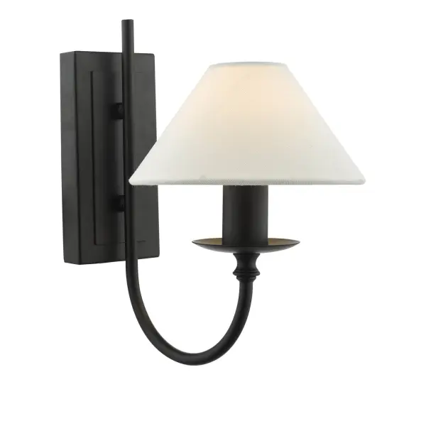 Sivan Matt Black Wall Light C/W Shade