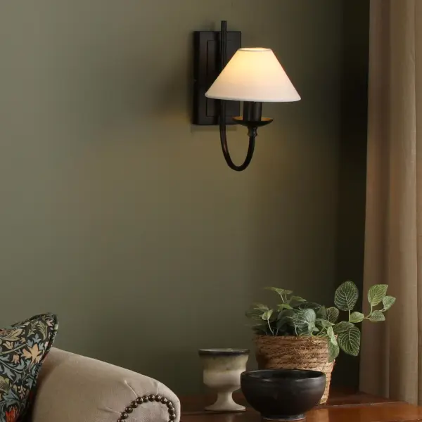 Sivan Matt Black Wall Light C/W Shade