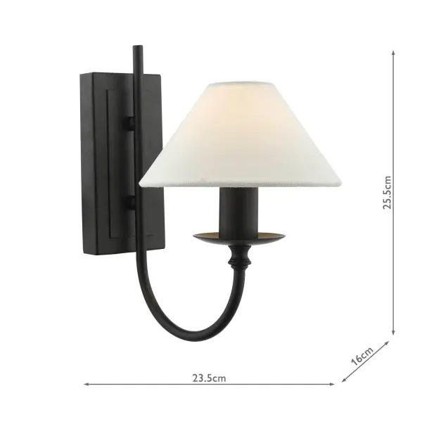 Sivan Matt Black Wall Light C/W Shade