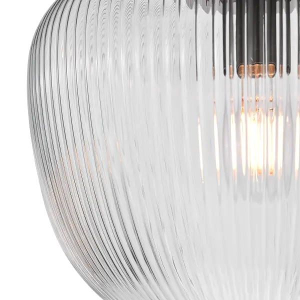 Abrielle Semi Flush Light in Polished Nickel C/W Clear Ribbed Glass