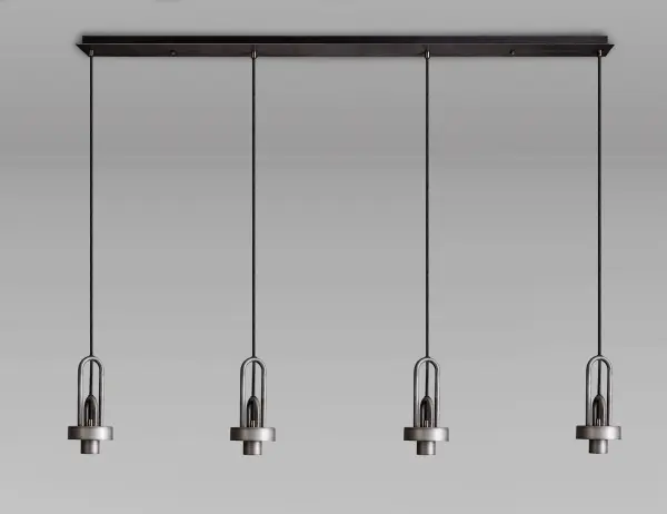 Meel 4 Light Aged Pewter Bar Pendant