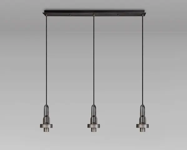 Meel 3 Light Aged Pewter Bar Pendant