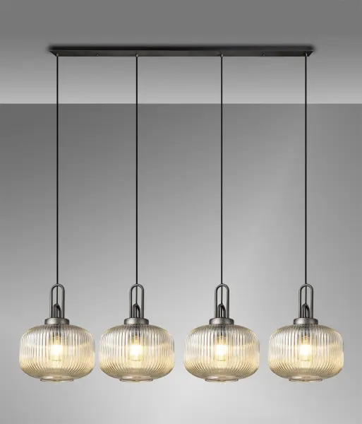 Meel 4 Light Aged Pewter Bar Pendant