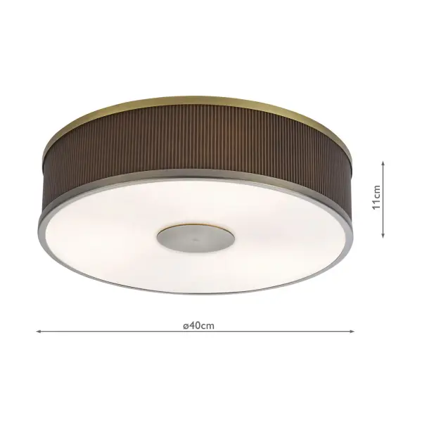 Alvaro Antique Bronze 3 Light Flush Fitting C/W Brown Shade