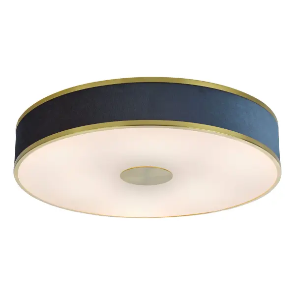 Alvaro Brushed Brass 6 Light Flush Fitting C/W Blue Shade