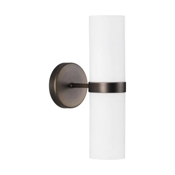 Anais 2 Light Opal Glass & Antique Brass Wall Light