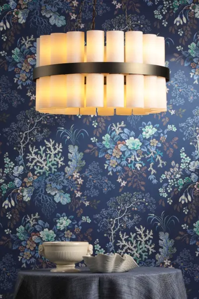 Anais 36 Light Pendant Opal Glass and Antique Brass