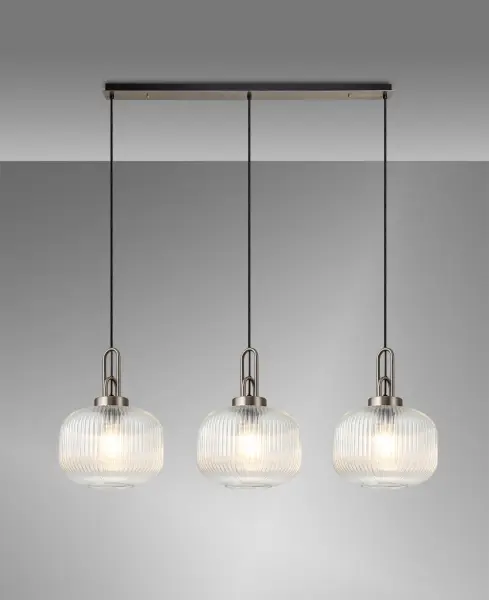 Meel 3 Light Antique Silver Bar Pendant