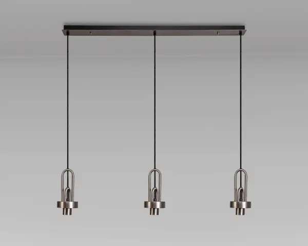 Meel 3 Light Antique Silver Bar Pendant