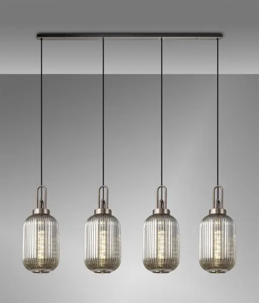 Meel 4 Light Antique Silver Bar Pendant
