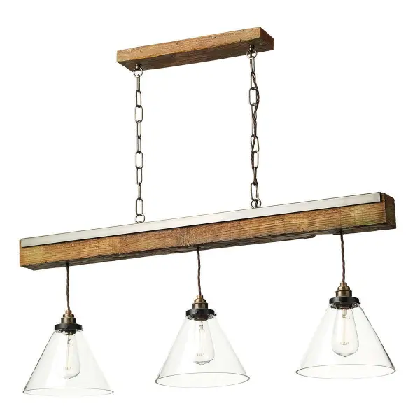 Aspen 3 Light Wood Beam Pendant