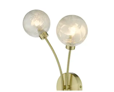 Avari 2 Light Wall Light Satin Brass Glass