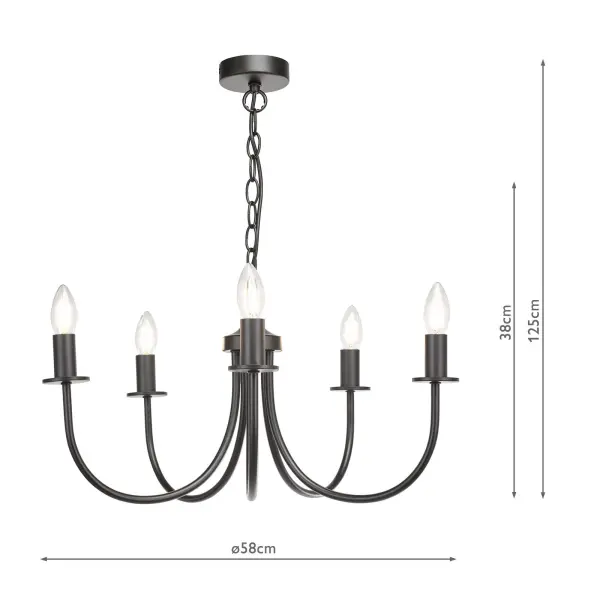 Becca 5 Light Pendant in Matt Black
