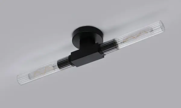 Dee Double Satin Black Bathroom Light Wall or Ceiling IP44