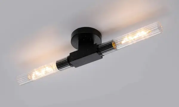 Dee Double Satin Black Bathroom Light Wall or Ceiling IP44