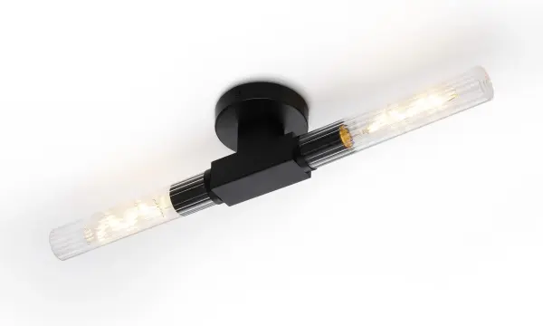 Dee Double Satin Black Bathroom Light Wall or Ceiling IP44