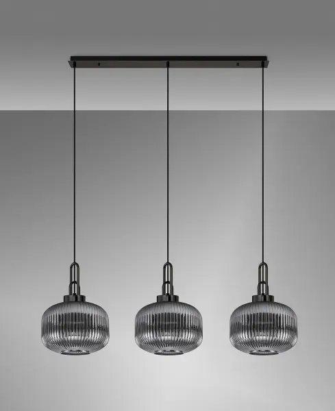 Meel 3 Light Black Chrome Bar Pendant