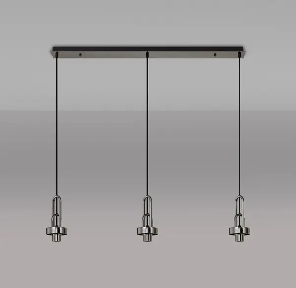 Meel 3 Light Black Chrome Bar Pendant