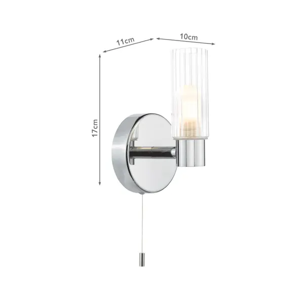 Bolton Single Polished Chrome Wall Light IP44