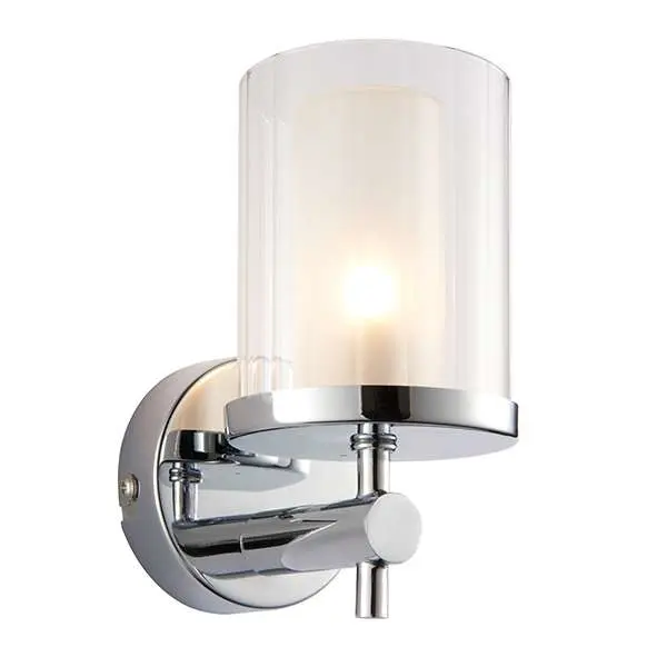 Britton Single Wall Light in Chrome & Ribbed Glass IP44