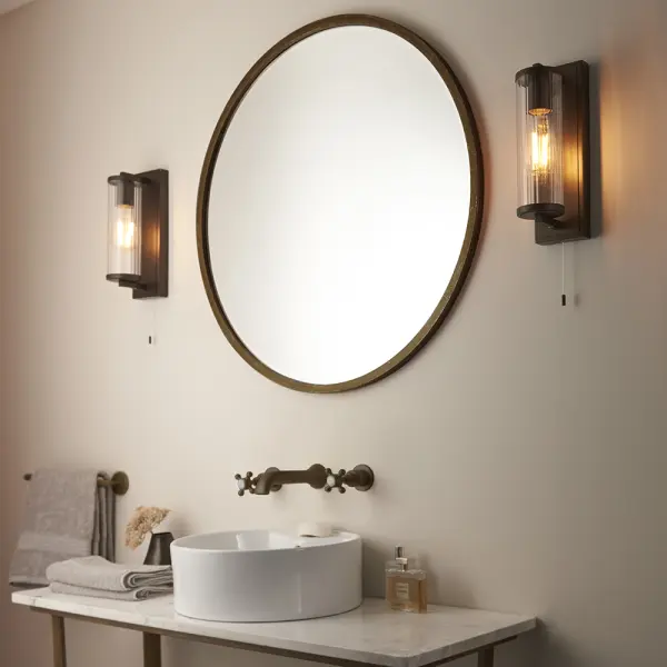 Piston Dark Bronze Wall Light with Ribbed Glass