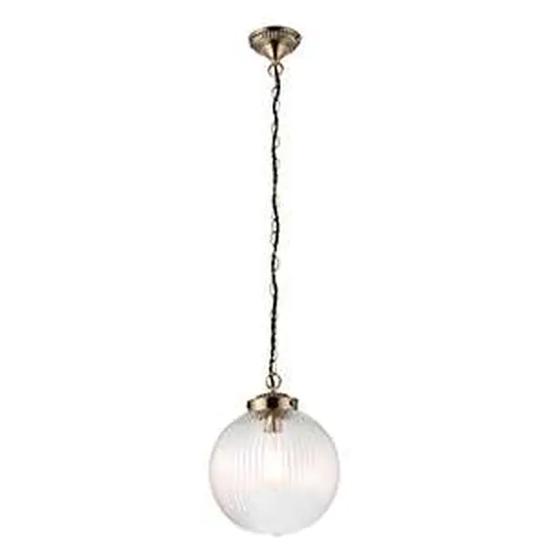 Brydon Small Antique Brass & Ribbed Glass Pendant