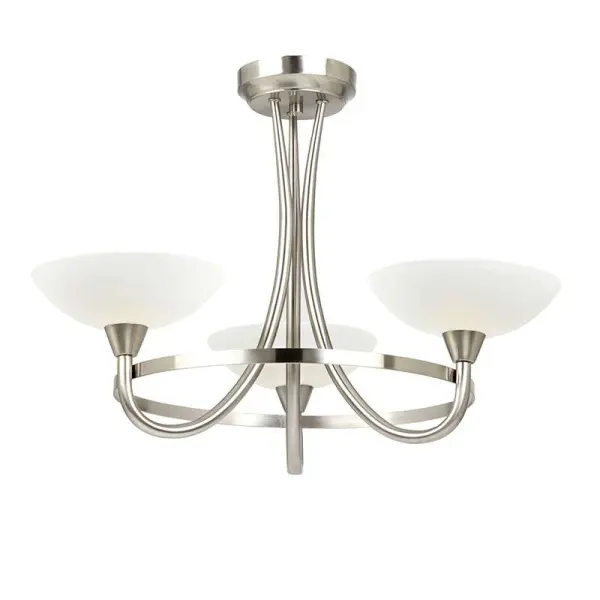 Cagney 3 Light Satin Chrome Semi Flush