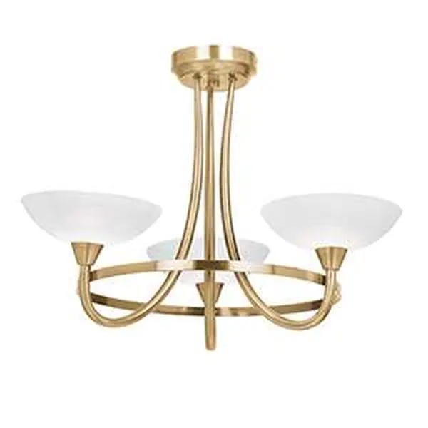 Cagney 3 Light Semi Flush in Antique Brass