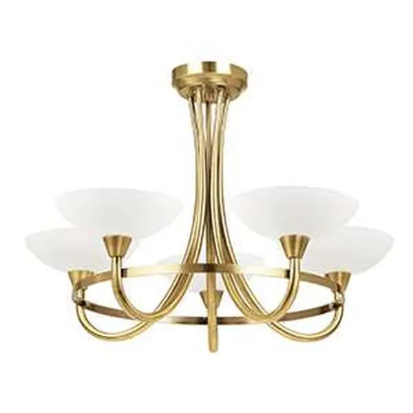 Cagney 5 Light Antique Brass Semi Flush
