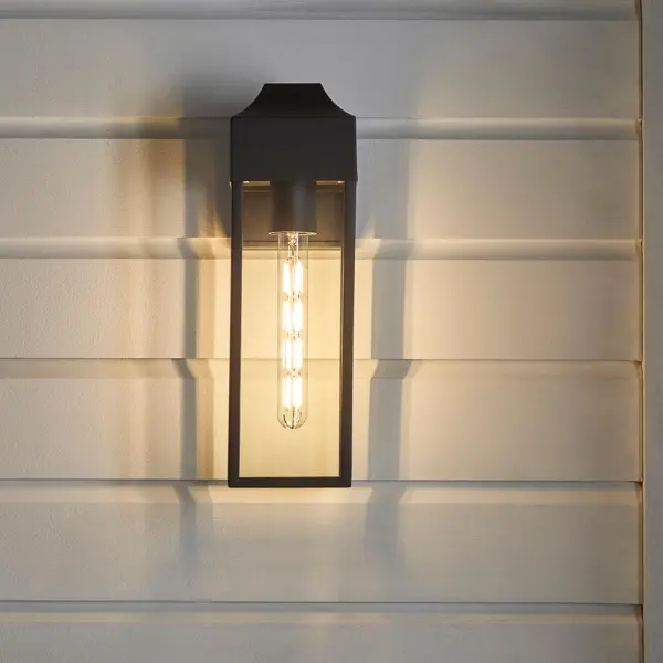 Rogue Matt Black Rectangle Wall Lantern IP44