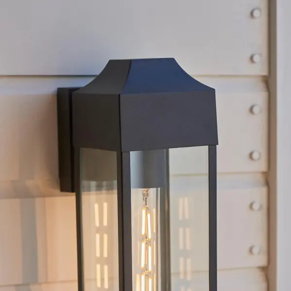 Rogue Matt Black Rectangle Wall Lantern IP44