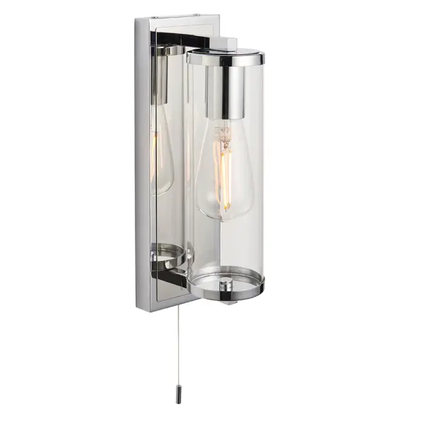Piston Chrome Wall Light with Clear Glass
