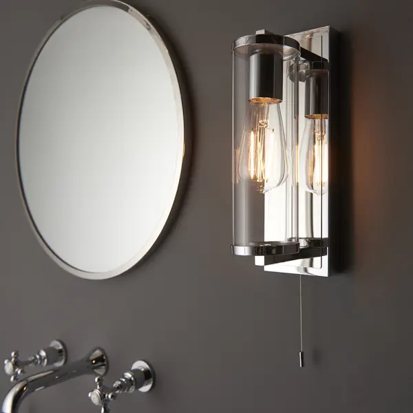 Piston Chrome Wall Light with Clear Glass