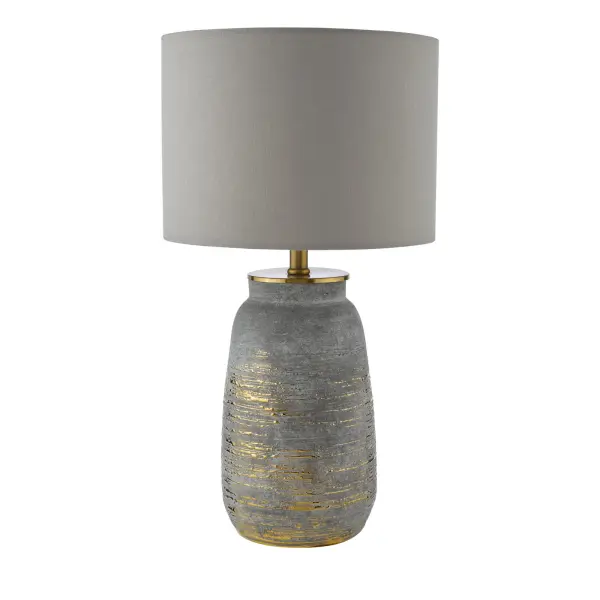 Creon Ceramic Grey & Brass Table Lamp C/W Shade