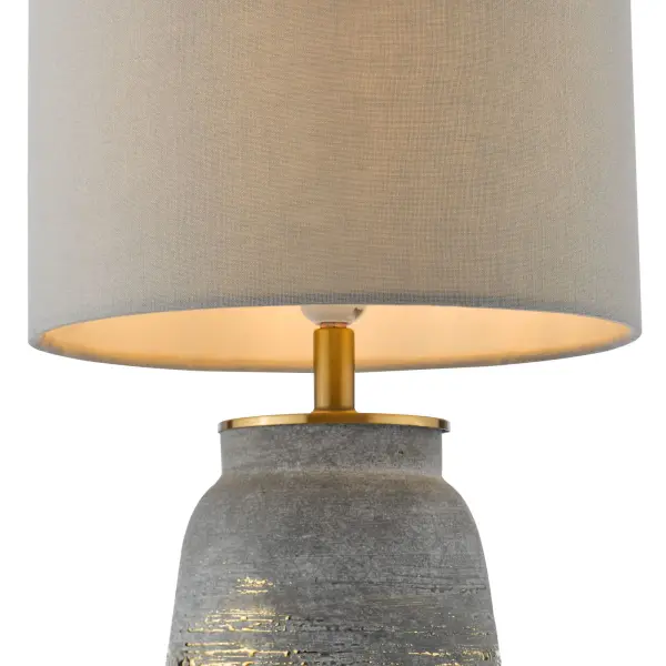 Creon Ceramic Grey & Brass Table Lamp C/W Shade