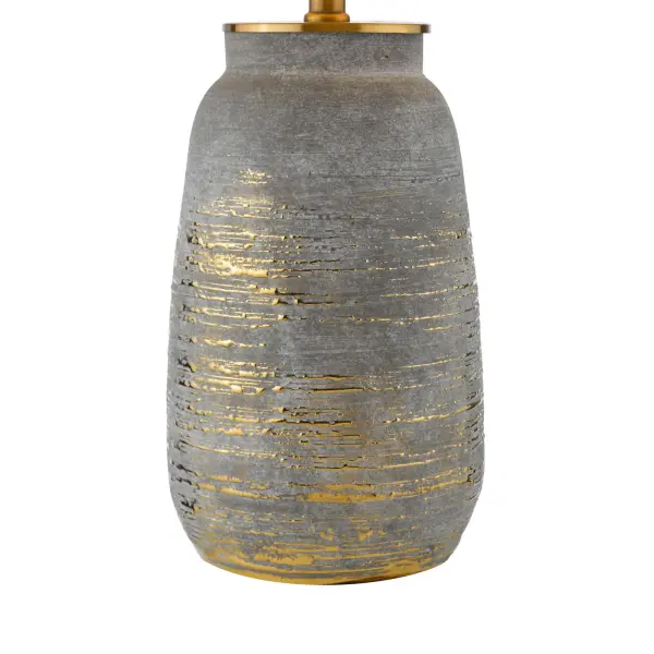 Creon Ceramic Grey & Brass Table Lamp C/W Shade