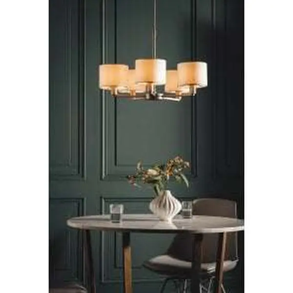Daley 5 Light Multi Arm Pendant in Bronze C/W Marble Shades