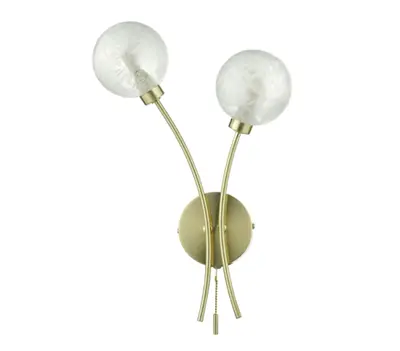 Avari 2 Light Wall Light Satin Brass Glass