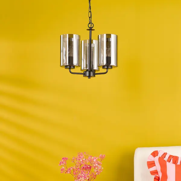 Daylin Satin Black & Smoked Glass 3 Light Pendant