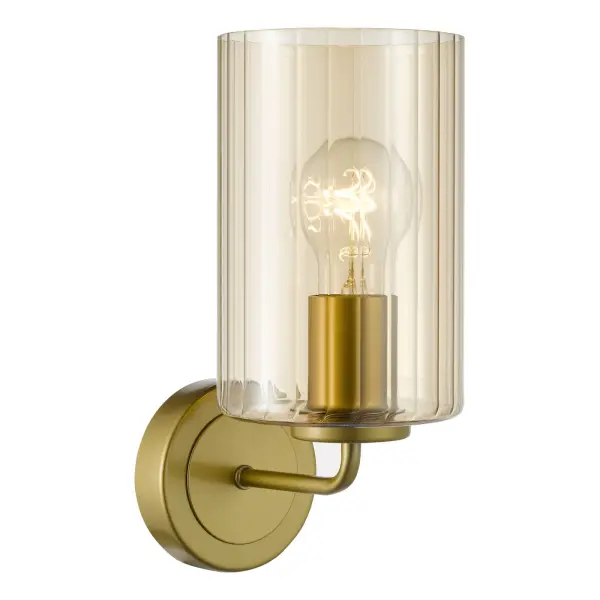 Daylin Satin Gold & Amber Glass Wall Light