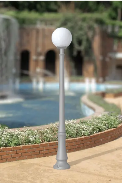 Dino 300mm Opal Globe Post Light in Grey